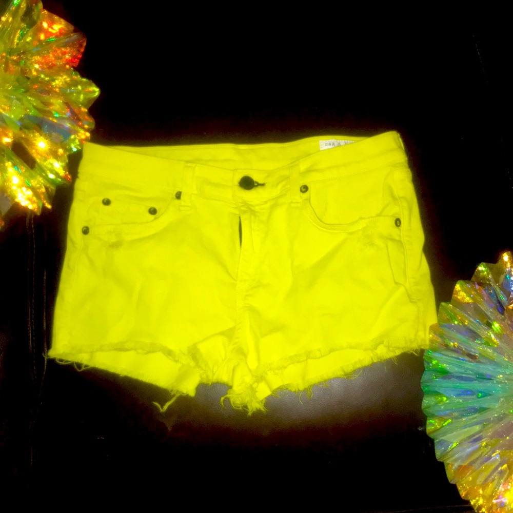 Rag & Bone Highlighter Yellow Neon Shorts // sz 27